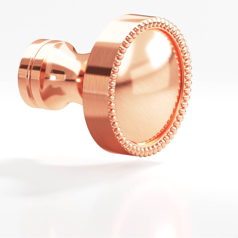 Colonial Bronze - 1.25'' diameter Round, beaded Cabinet Knob, Back-to-Back Shower Door Knob Kit hand finished in Satin Copper and Satin Copper - Satin Copper,Satin Copper