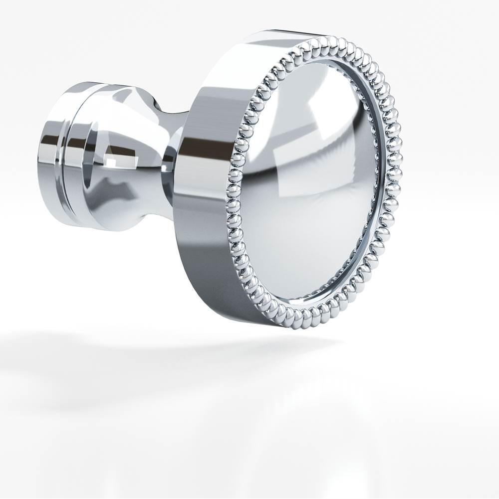 Colonial Bronze - 1.25'' diameter Round, beaded Cabinet Knob, Back-to-Back Shower Door Knob Kit hand finished in Polished Chrome and Polished Chrome - Polished Chrome,Polished Chrome