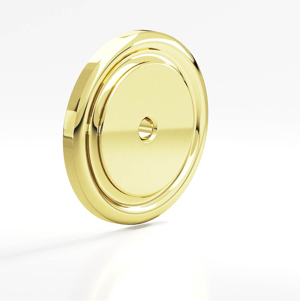 Colonial Bronze - 1.75'' diameter Round, grooved Backplate for use with 1/4-20 screw hand finished in Unlacquered Polished Brass - Unlacquered Polished Brass