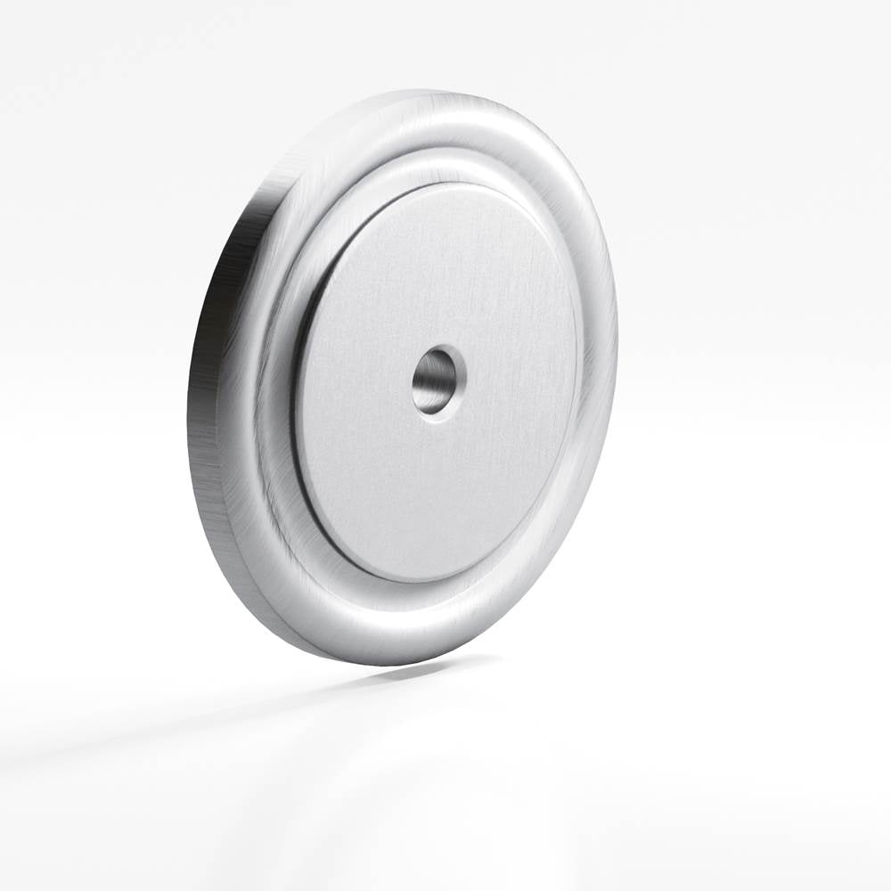 Colonial Bronze - 1.5'' diameter Round, grooved Backplate for use with 1/4-20 screw hand finished in Matte Satin Chrome - Matte Satin Chrome