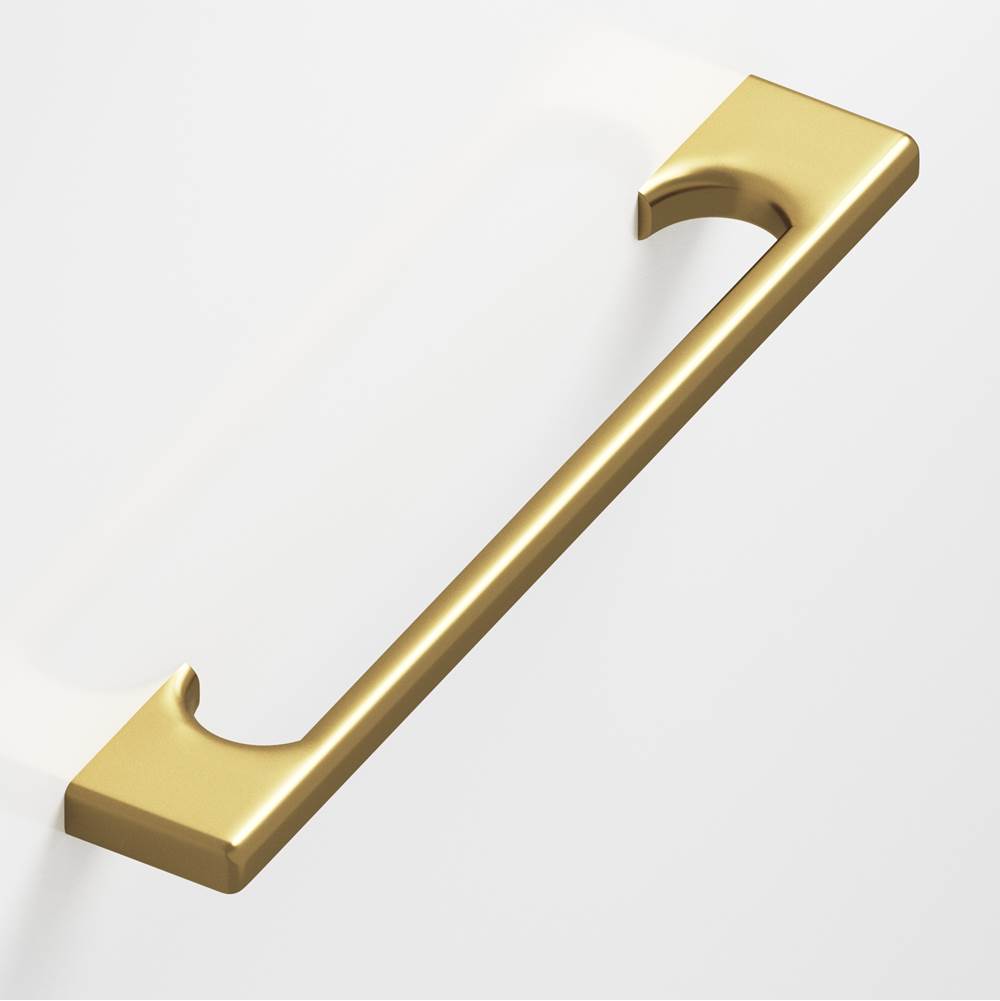 Colonial Bronze - 0.625 x 0.375'' diameter custom length Rectangular Pull with radiused edges and rectangular, scalloped legs hand finished in Satin Brass - Satin Brass