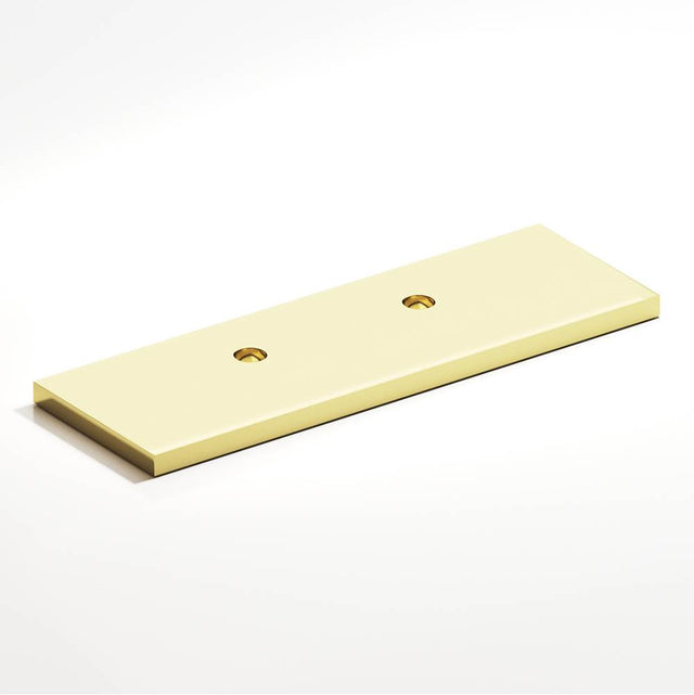 Colonial Bronze - 3.5'' center-to-center, 5.5'' overall, 1'' Rectangular, offset Backplate for use with 420, 457, and 458 series hand finished in Polished Brass - Polished Brass
