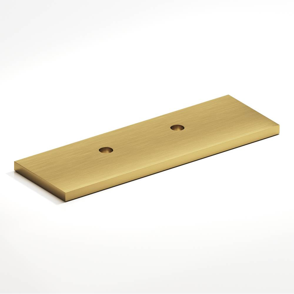 Colonial Bronze - 1.5'' center-to-center, 3.5'' overall, 1'' Rectangular, offset Backplate for use with 420, 457, and 458 series hand finished in Satin Brass - Satin Brass