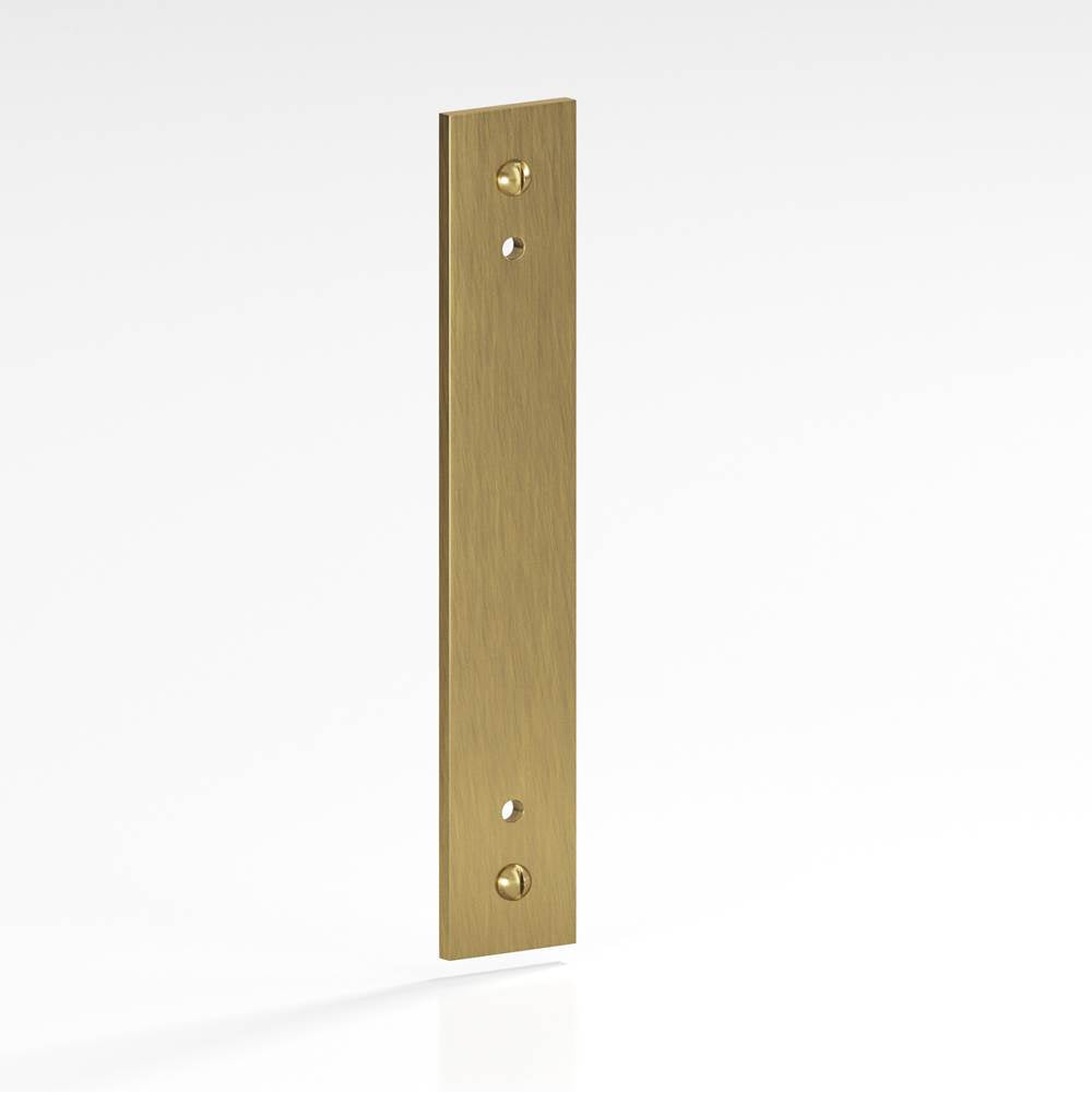 Colonial Bronze - 6'' center-to-center, 8'' overall, 1'' Rectangular Backplate with exposed, finished screws for use with 8-32 screws hand finished in Antique Brass - Antique Brass