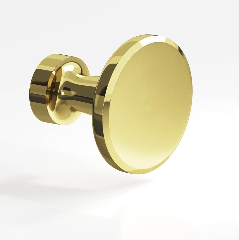 Colonial Bronze - 1.375'' diameter Round Cabinet Knob hand finished in Unlacquered Polished Brass - Unlacquered Polished Brass