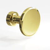 Colonial Bronze - 1.375'' diameter Round Cabinet Knob hand finished in Unlacquered Polished Brass - Unlacquered Polished Brass