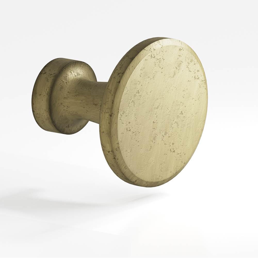 Colonial Bronze - 1.25'' diameter Round Cabinet Knob hand finished in Distressed Antique Brass - Distressed Antique Brass