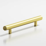 Colonial Bronze - 8'' center-to-center, 12'' overall, 0.625'' diameter Round Cabinet Pull, Appliance Pull, Door Pull, Shower Door Pull with straight posts hand finished in Unlacquered Polished Brass - Unlacquered Polished Brass