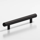 Colonial Bronze - 0.625'' diameter custom length Round Pull with straight posts hand finished in Satin Black - Satin Black
