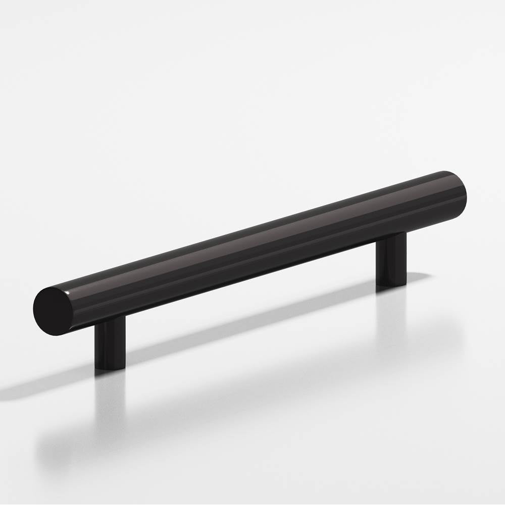 Colonial Bronze - 10'' center-to-center, 14'' overall, 0.625'' diameter Round Cabinet Pull, Appliance Pull, Door Pull, Shower Door Pull with straight posts hand finished in Satin Black - Satin Black