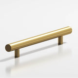 Colonial Bronze - 4'' center-to-center, 6'' overall, 0.625'' diameter Round Cabinet Pull with straight posts hand finished in Unlacquered Satin Brass - Unlacquered Satin Brass