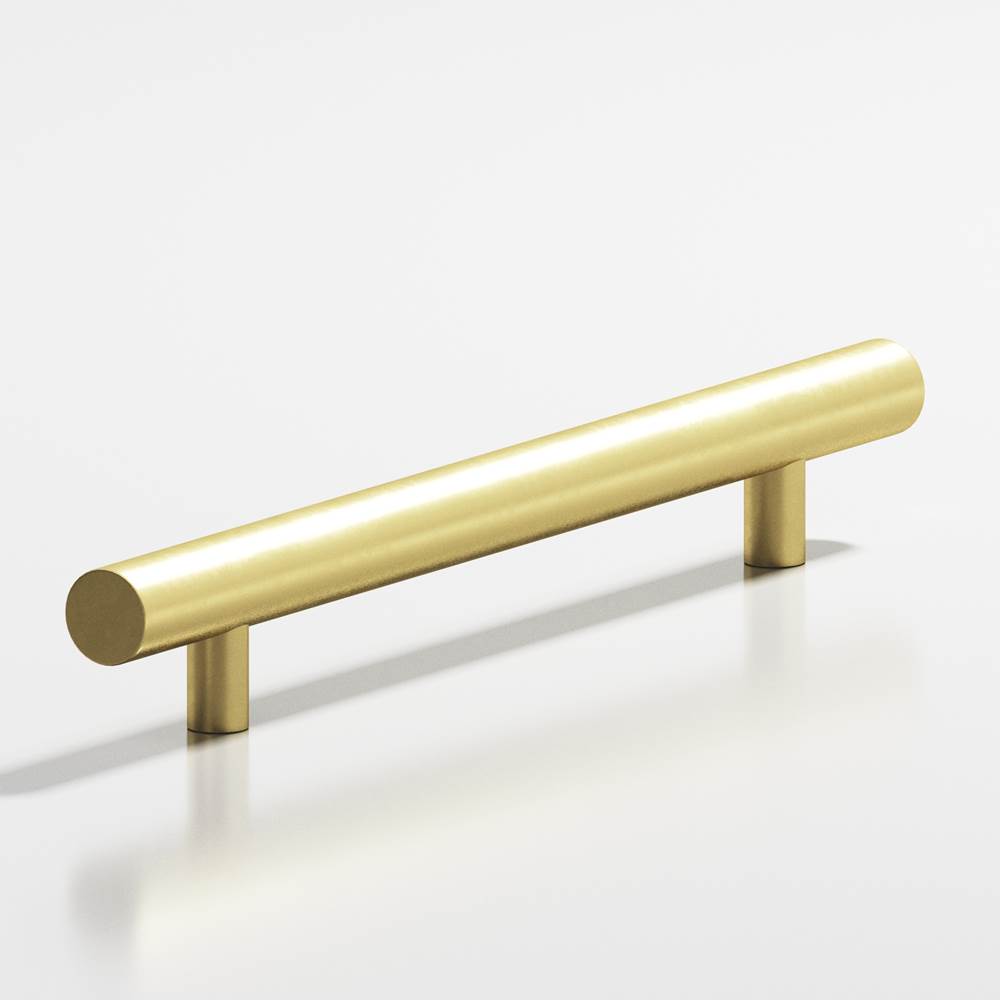 Colonial Bronze - 24'' center-to-center, 28'' overall, 0.625'' diameter Round Appliance Pull, Door Pull, Shower Door Pull with straight posts hand finished in Matte Satin Brass - Matte Satin Brass