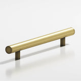 Colonial Bronze - 0.625'' diameter custom length Round Pull with straight posts hand finished in Matte Antique Satin Brass - Matte Antique Satin Brass