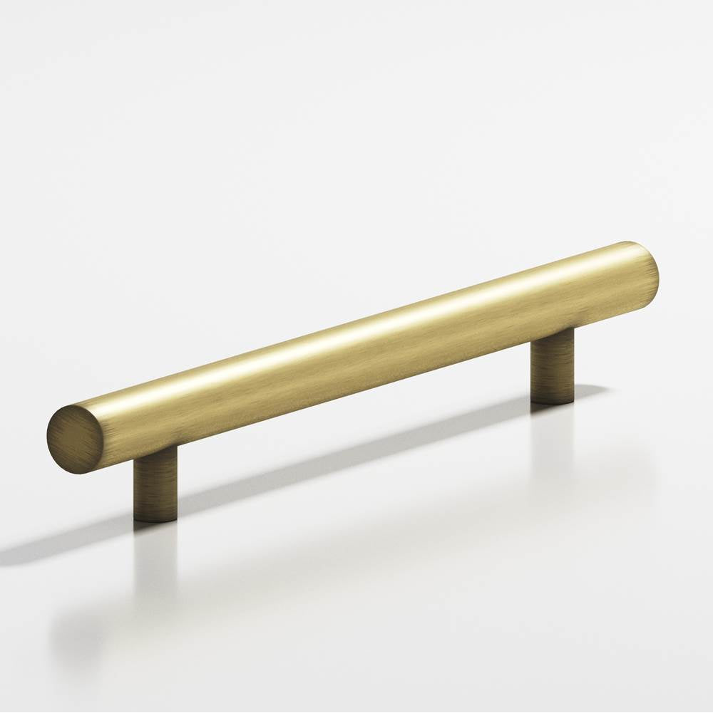 Colonial Bronze - 4'' center-to-center, 6'' overall, 0.625'' diameter Round Cabinet Pull with straight posts hand finished in Matte Antique Satin Brass - Matte Antique Satin Brass