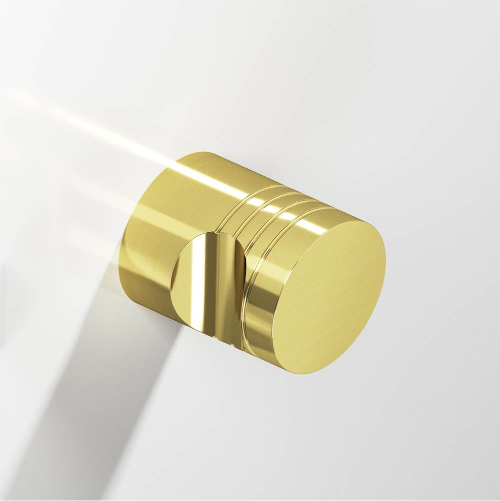 Colonial Bronze - 1'' diameter Round, grooved Cabinet Knob, Back-to-Back Shower Door Knob Kit hand finished in Unlacquered Polished Brass - Unlacquered Polished Brass