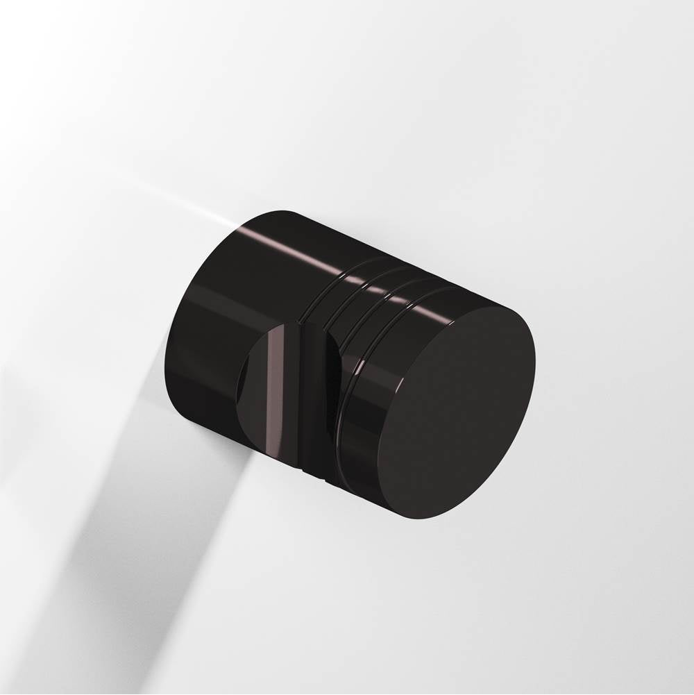 Colonial Bronze - 0.75'' diameter Round, grooved Cabinet Knob hand finished in Satin Black - Satin Black