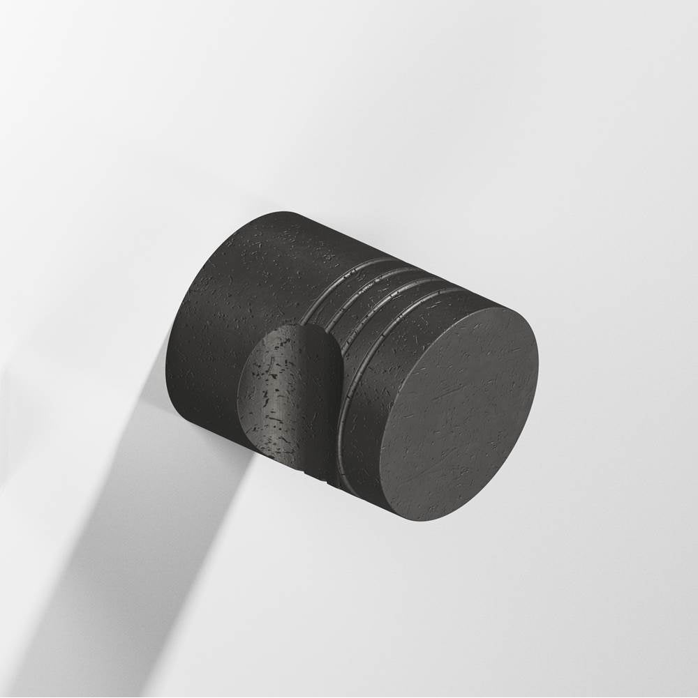 Colonial Bronze - 0.75'' diameter Round, grooved Cabinet Knob hand finished in Distressed Satin Black - Distressed Satin Black