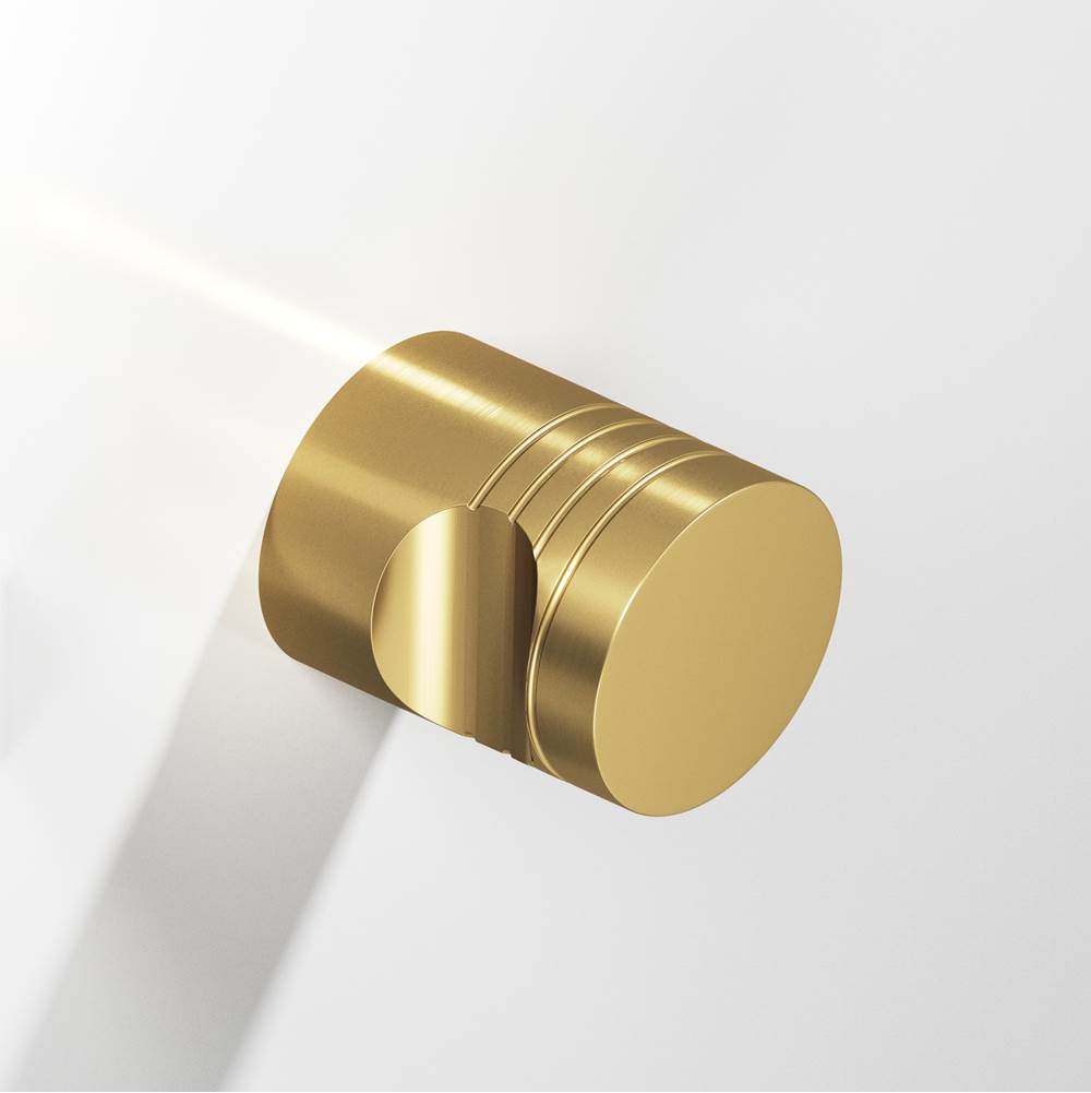 Colonial Bronze - 1'' diameter Round, grooved Cabinet Knob, Back-to-Back Shower Door Knob Kit hand finished in Satin Brass - Satin Brass