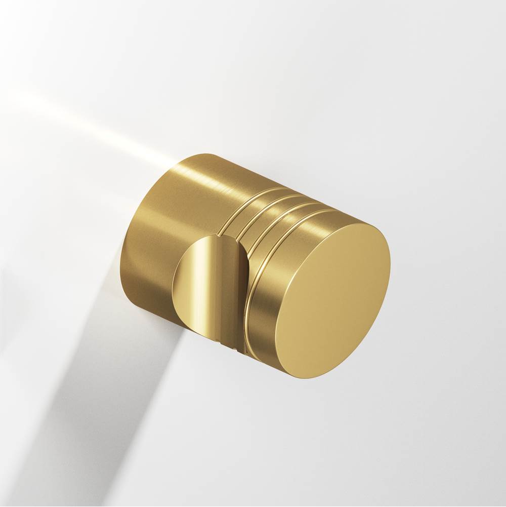 Colonial Bronze - 0.75'' diameter Round, grooved Cabinet Knob hand finished in Unlacquered Satin Brass - Unlacquered Satin Brass