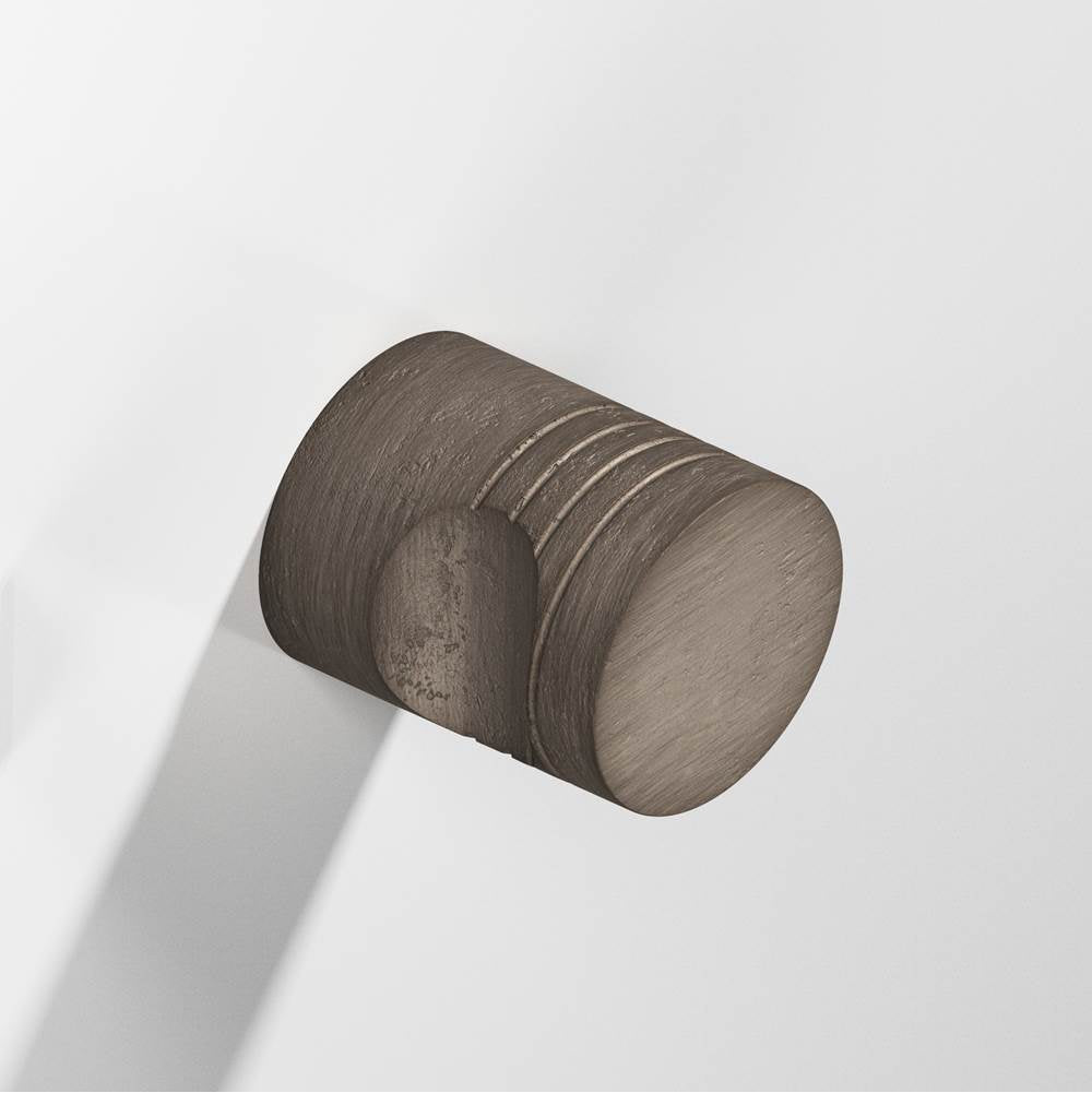 Colonial Bronze - 0.75'' diameter Round, grooved Cabinet Knob hand finished in Distressed Pewter - Distressed Pewter