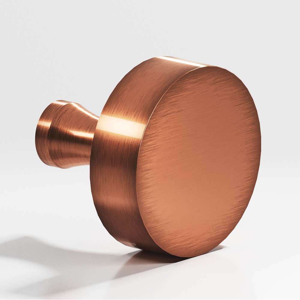 Colonial Bronze - 1'' diameter Round Cabinet Knob with flared post hand finished in Antique Copper - Antique Copper