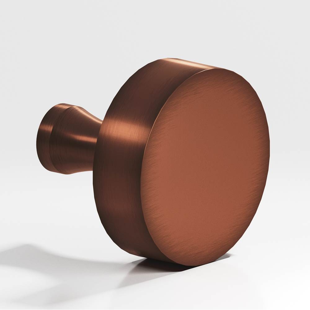 Colonial Bronze - 1'' diameter Round Cabinet Knob with flared post hand finished in Matte Antique Copper - Matte Antique Copper