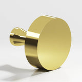 Colonial Bronze - 1.5'' diameter Round Cabinet Knob with flared post hand finished in Unlacquered Polished Brass - Unlacquered Polished Brass