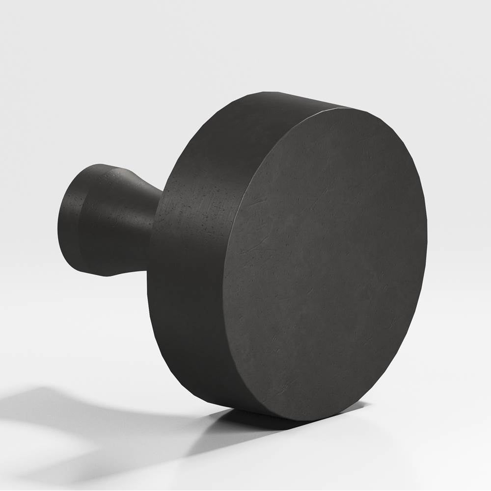 Colonial Bronze - 1.25'' diameter Round Cabinet Knob with flared post hand finished in Distressed Satin Black - Distressed Satin Black