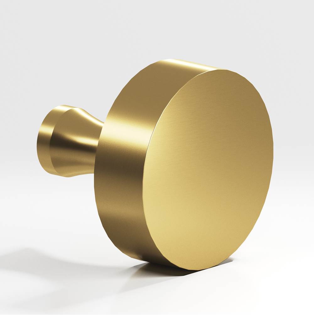 Colonial Bronze - 1'' diameter Round Cabinet Knob with flared post hand finished in Satin Brass - Satin Brass