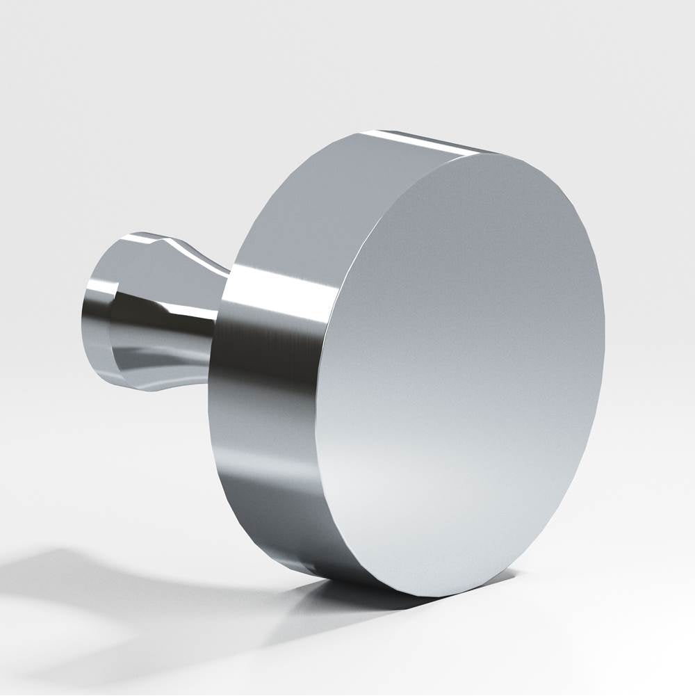 Colonial Bronze - 1'' diameter Round Cabinet Knob with flared post hand finished in Polished Chrome - Polished Chrome