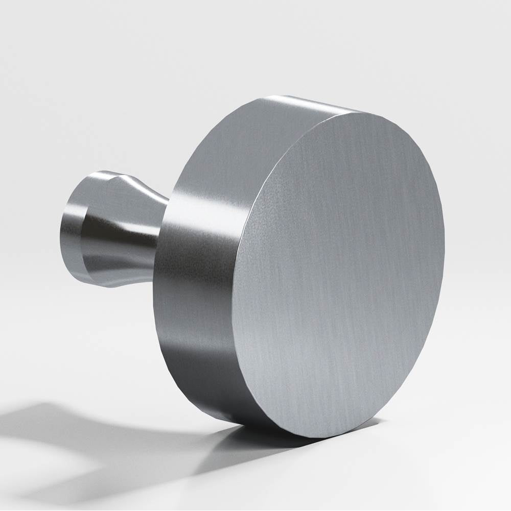 Colonial Bronze - 1'' diameter Round Cabinet Knob with flared post hand finished in Satin Chrome - Satin Chrome