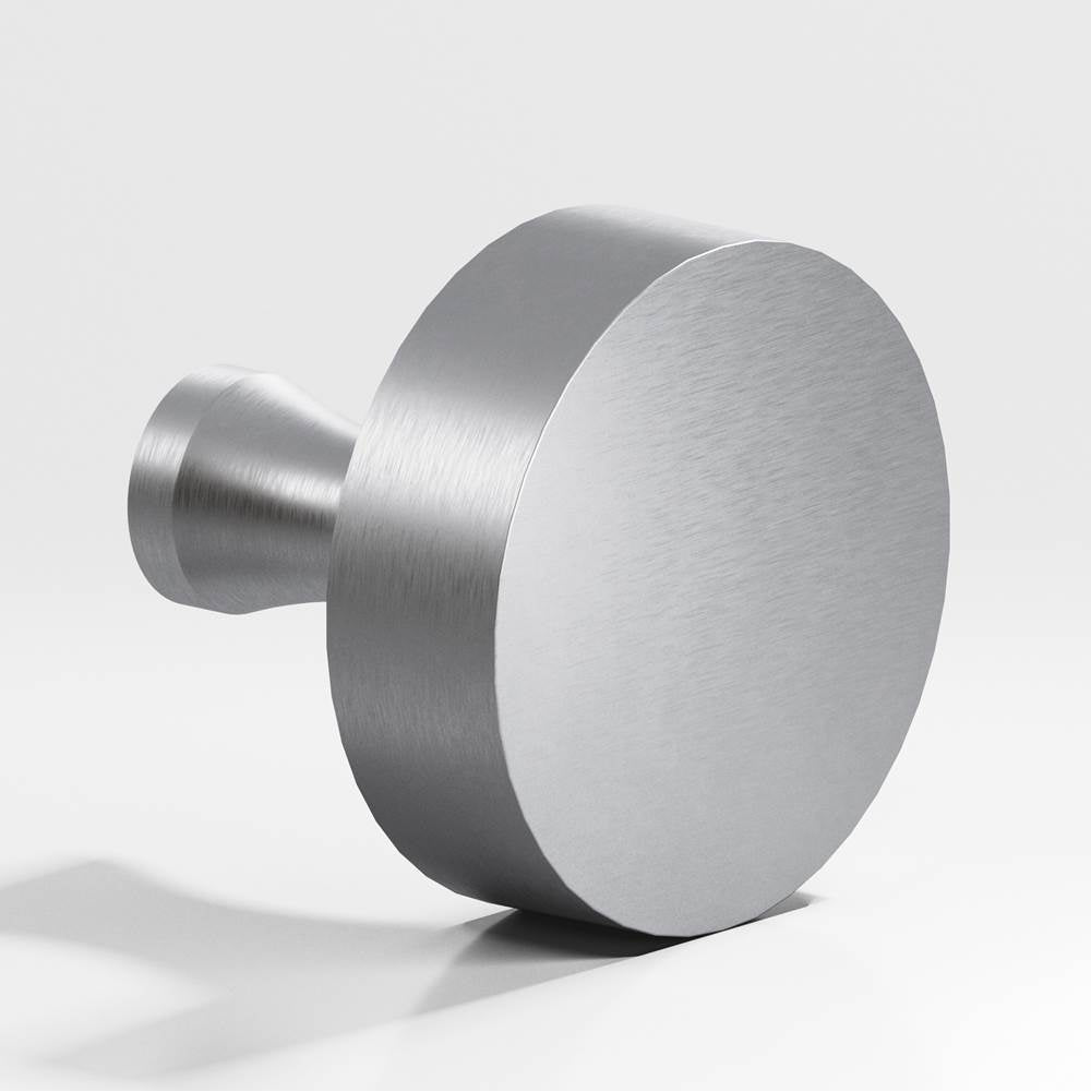 Colonial Bronze - 1'' diameter Round Cabinet Knob with flared post hand finished in Matte Satin Chrome - Matte Satin Chrome
