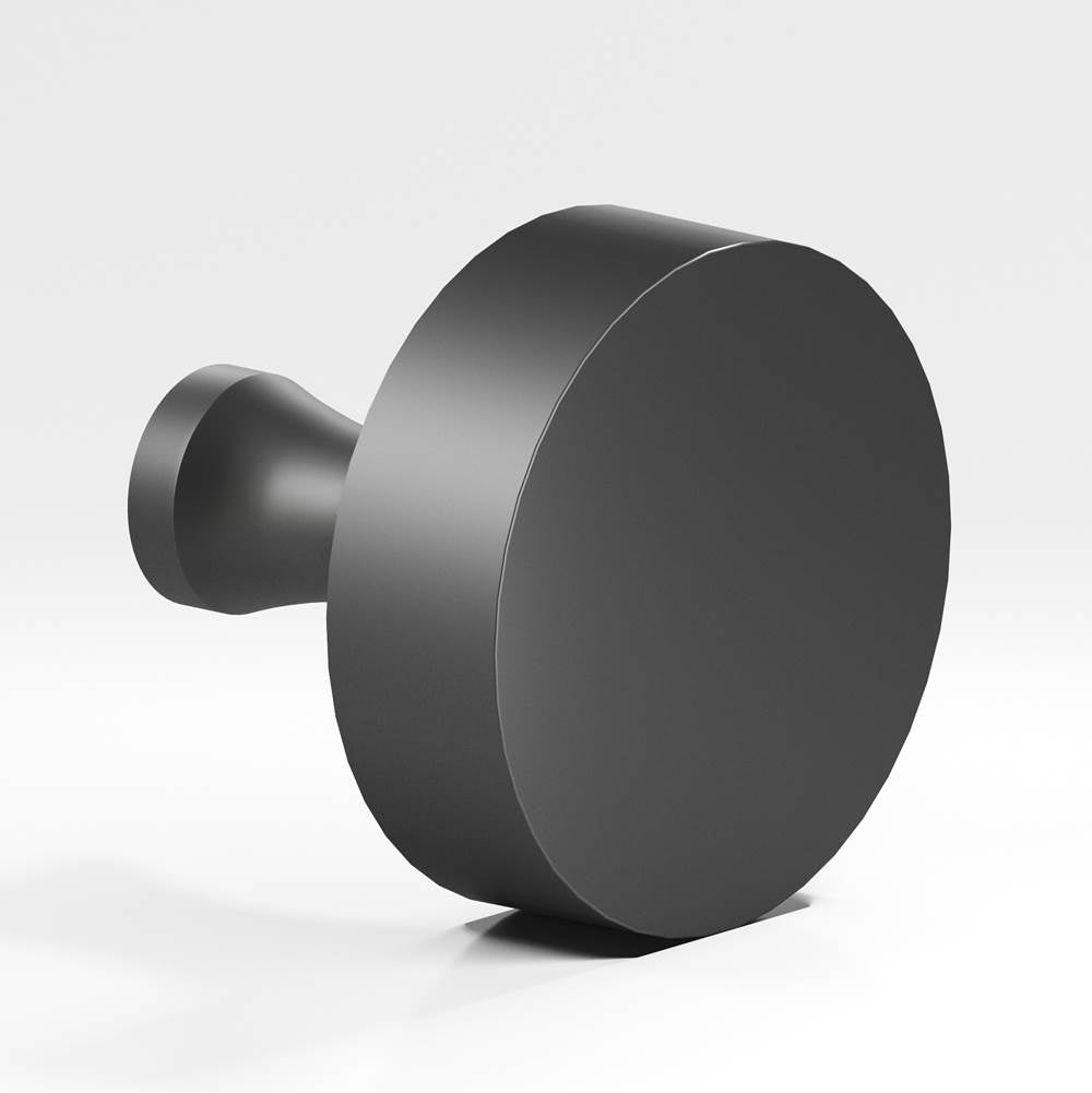 Colonial Bronze - 1'' diameter Round Cabinet Knob with flared post hand finished in Matte Graphite - Matte Graphite