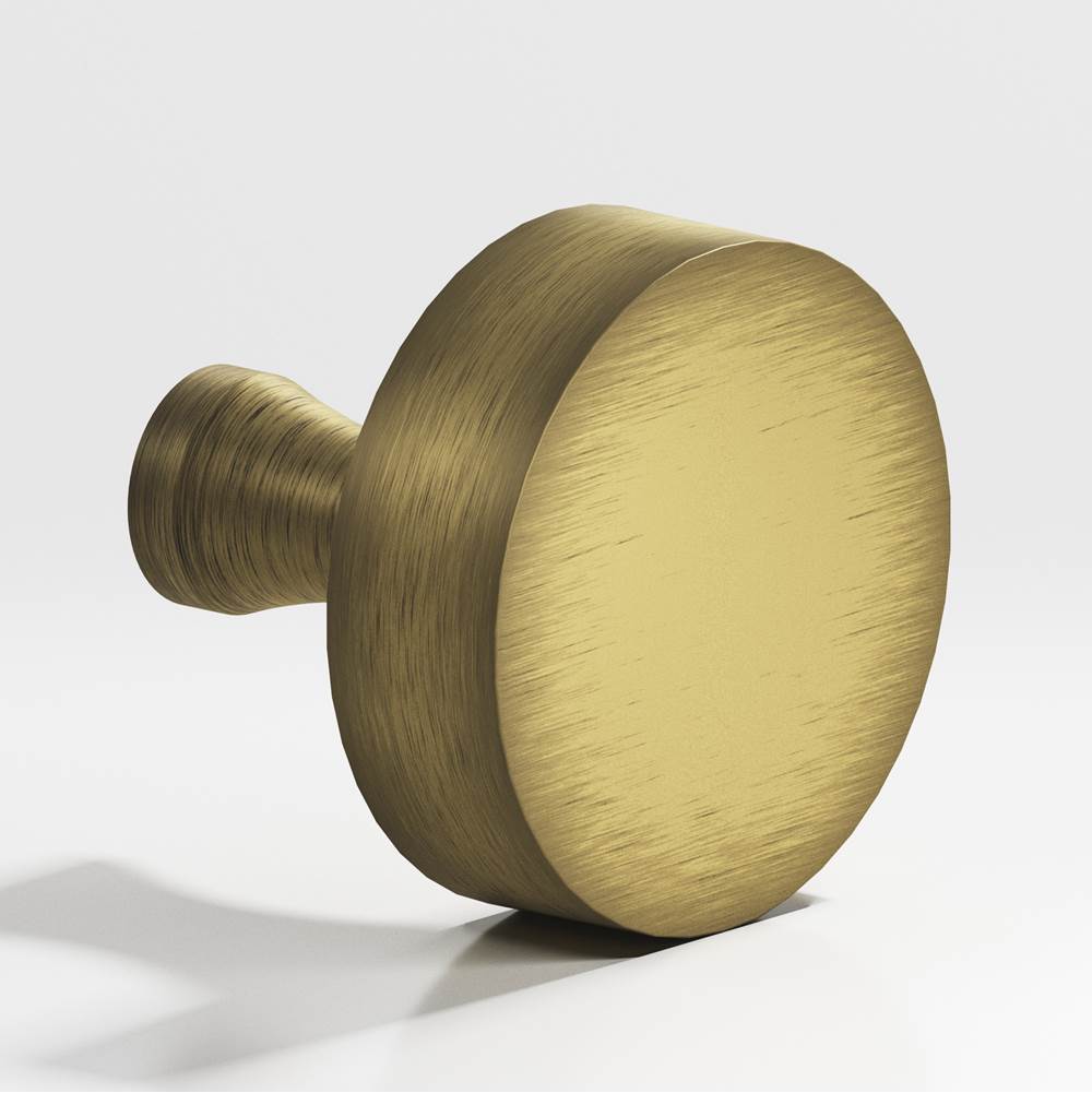 Colonial Bronze - 1'' diameter Round Cabinet Knob with flared post hand finished in Matte Antique Satin Brass - Matte Antique Satin Brass