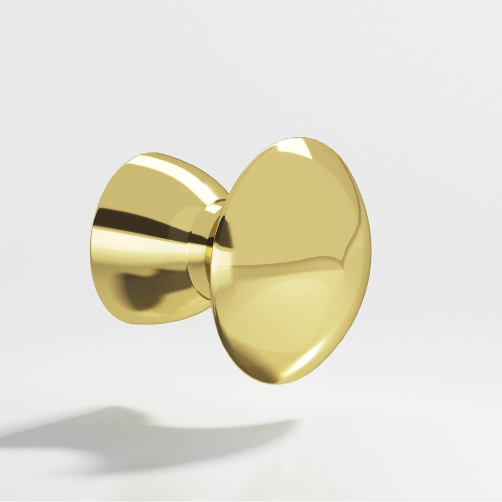 Colonial Bronze - 1'' diameter Round Cabinet Knob hand finished in Polished Brass - Polished Brass