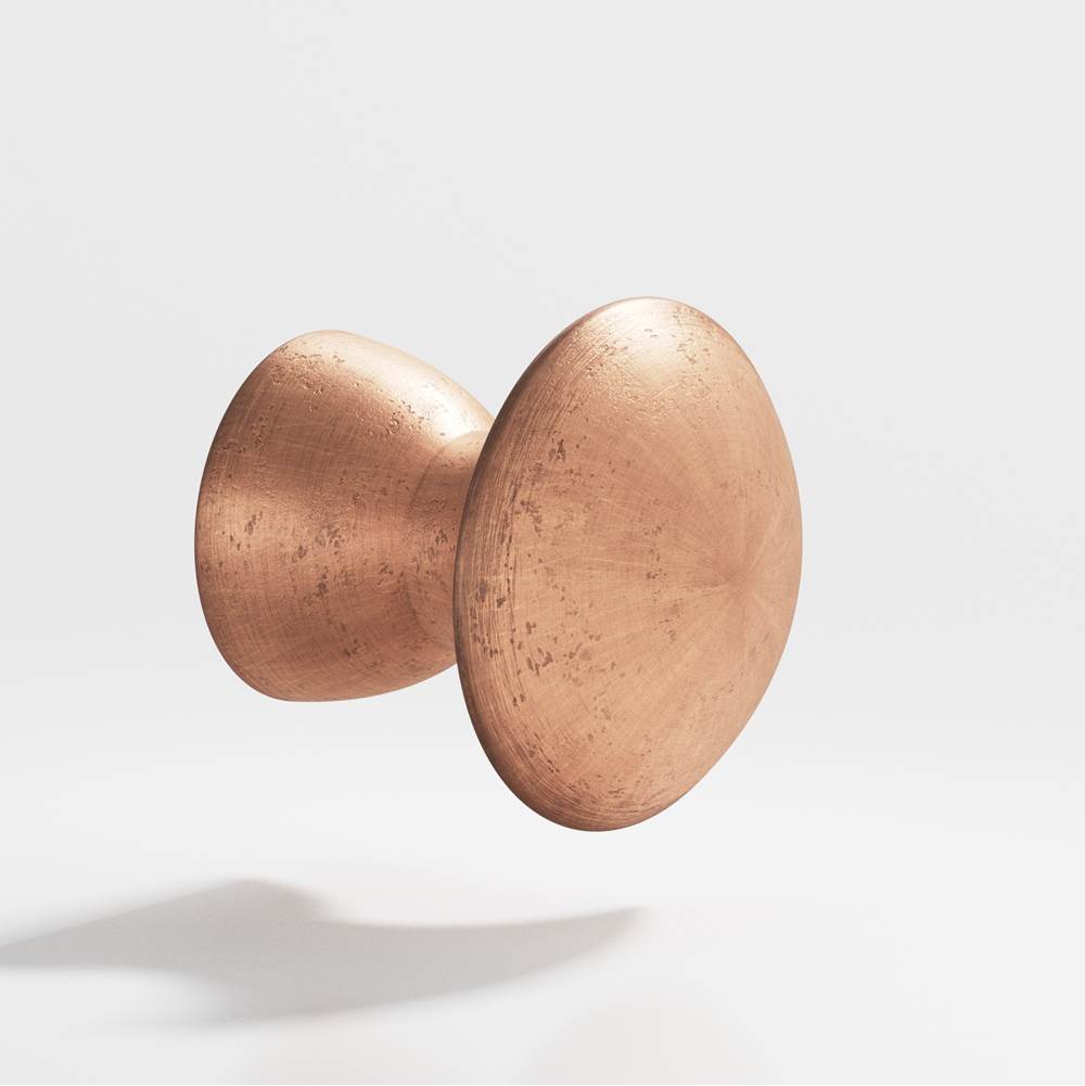 Colonial Bronze - 1'' diameter Round Cabinet Knob hand finished in Distressed Antique Copper - Distressed Antique Copper