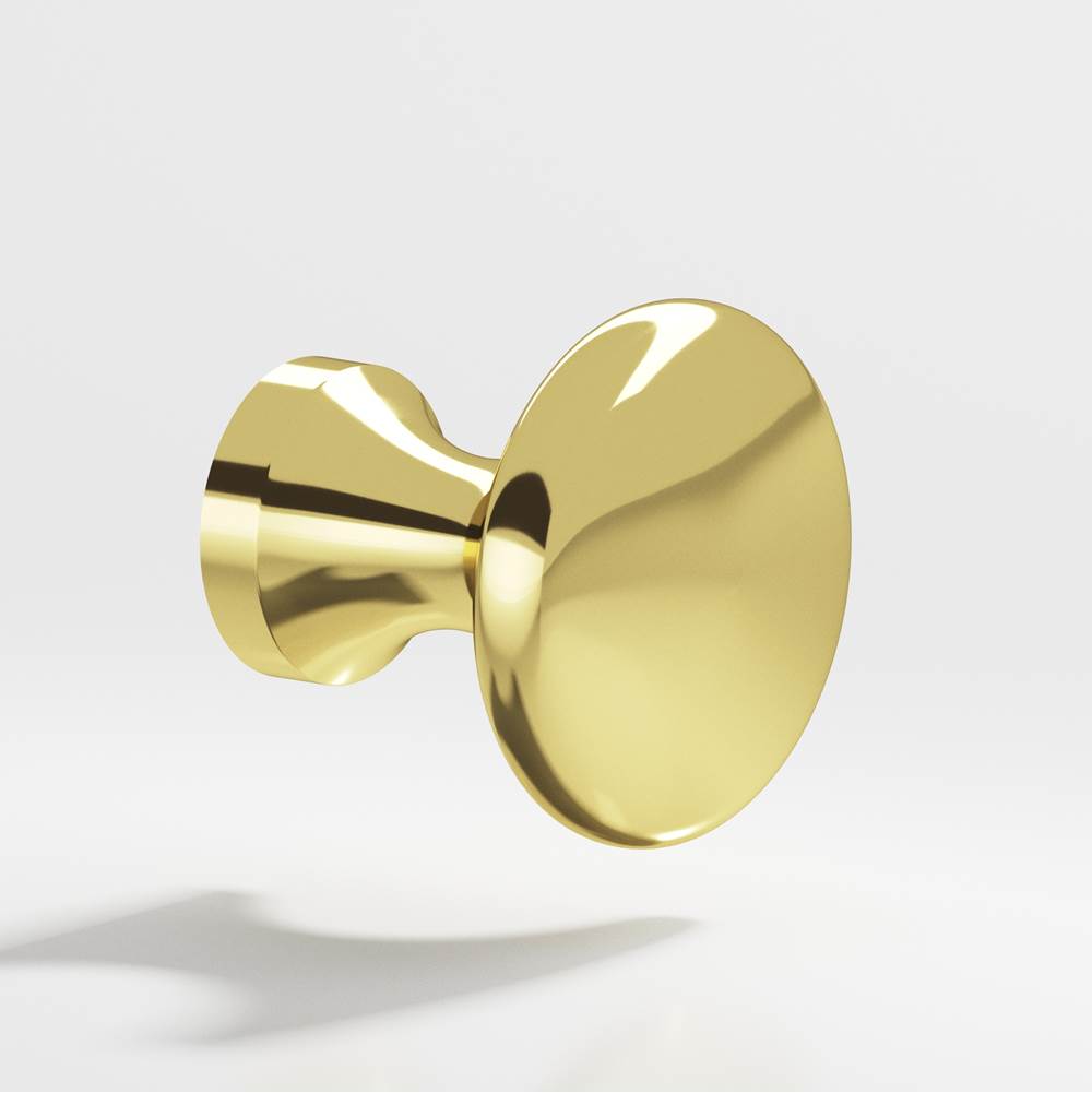 Colonial Bronze - 1.125'' diameter Round Cabinet Knob hand finished in Polished Brass - Polished Brass