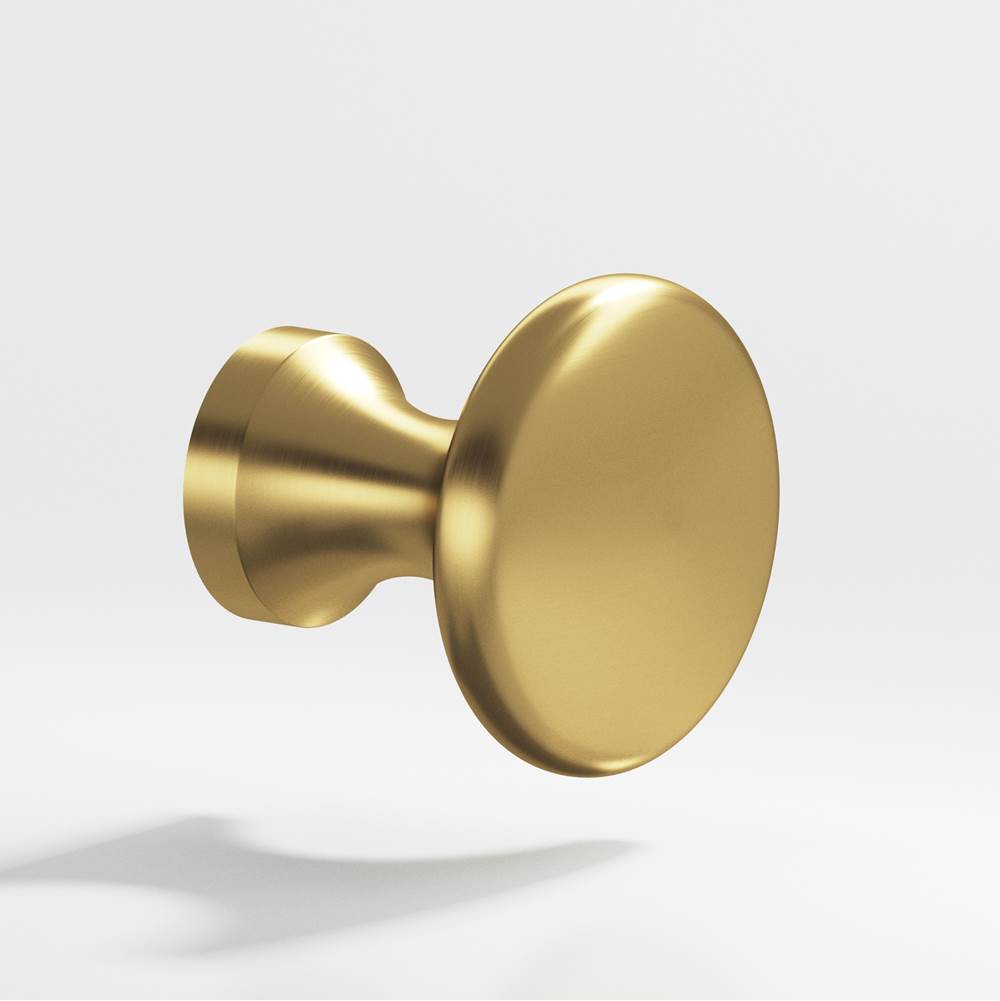 Colonial Bronze - 0.875'' diameter Round Cabinet Knob hand finished in Satin Brass - Satin Brass