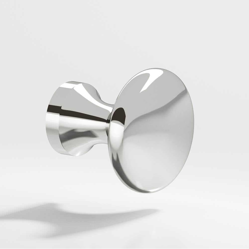 Colonial Bronze - 0.875'' diameter Round Cabinet Knob hand finished in Polished Nickel - Polished Nickel