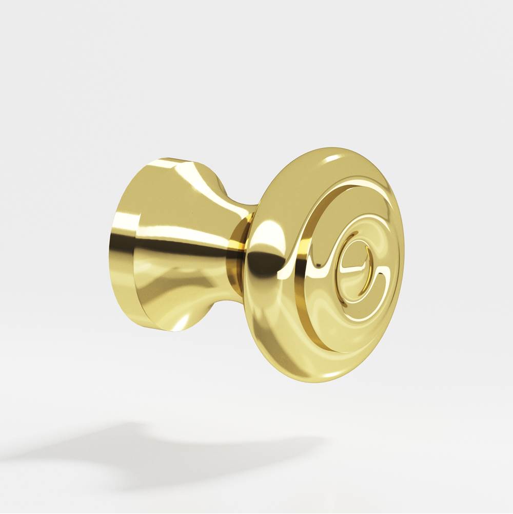 Colonial Bronze - 0.625'' diameter Round Cabinet Knob hand finished in Polished Brass - Polished Brass