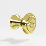 Colonial Bronze - 0.875'' diameter Round Cabinet Knob hand finished in Unlacquered Polished Brass - Unlacquered Polished Brass