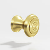 Colonial Bronze - 0.875'' diameter Round Cabinet Knob hand finished in Matte Satin Brass - Matte Satin Brass