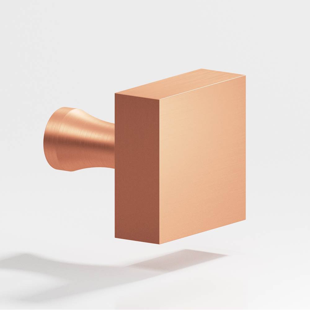 Colonial Bronze - 1'' Square Cabinet Knob with flared post hand finished in Matte Satin Copper - Matte Satin Copper
