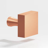 Colonial Bronze - 1'' Square Cabinet Knob with flared post hand finished in Matte Satin Copper - Matte Satin Copper
