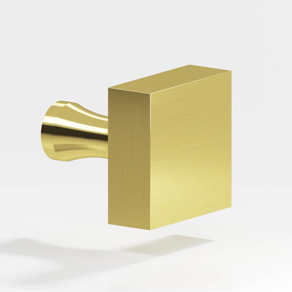 Colonial Bronze - 1.25'' Square Cabinet Knob with flared post hand finished in Unlacquered Polished Brass - Unlacquered Polished Brass
