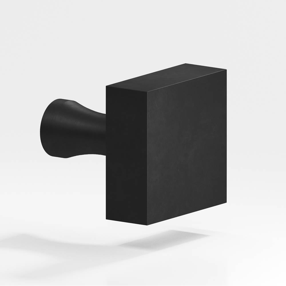 Colonial Bronze - 1.5'' Square Cabinet Knob with flared post hand finished in Matte Satin Black - Matte Satin Black
