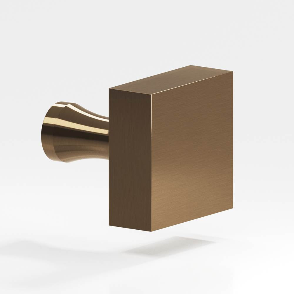 Colonial Bronze - 1'' Square Cabinet Knob with flared post hand finished in Light Statuary Bronze - Light Statuary Bronze