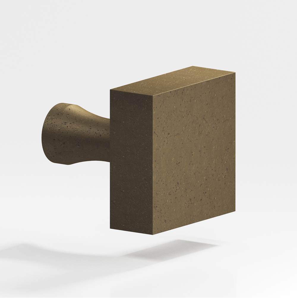 Colonial Bronze - 1'' Square Cabinet Knob with flared post hand finished in Distressed Oil Rubbed Bronze - Distressed Oil Rubbed Bronze