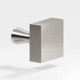 Colonial Bronze - 1.5'' Square Cabinet Knob with flared post hand finished in Satin Nickel - Satin Nickel