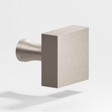 Colonial Bronze - 1.5'' Square Cabinet Knob with flared post hand finished in Matte Satin Nickel - Matte Satin Nickel